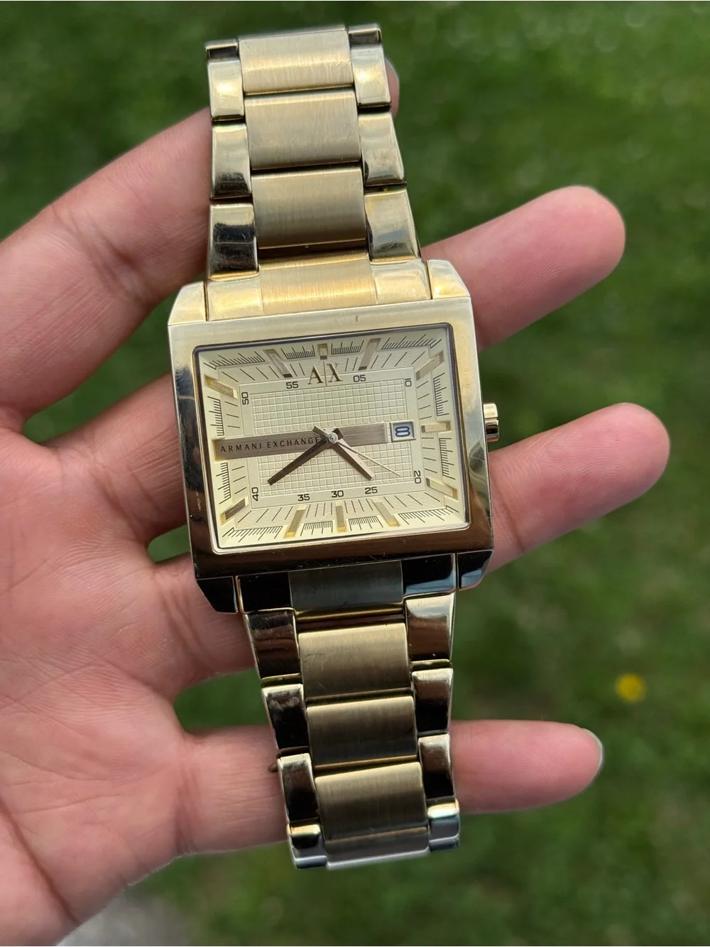 Armani Exchange Gold-Tone Square Bracelet Watch Mens
